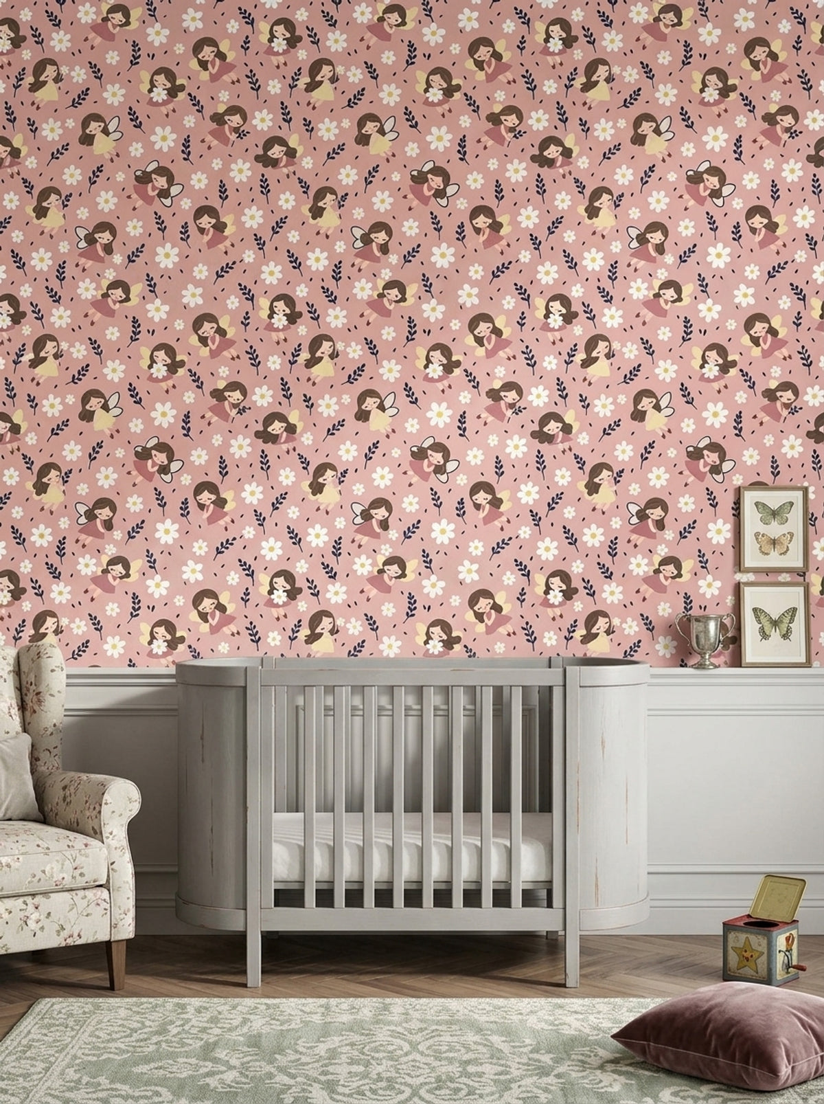 Fairy Wallpaper Whimsical Daisy Floral On Pink Background