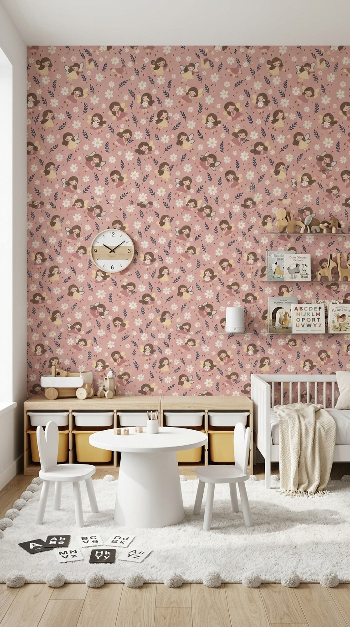 Fairy Wallpaper Whimsical Daisy Floral On Pink Background