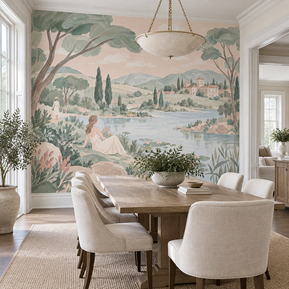 Lake Lily Pads Wallpaper Tuscan Countryside Wall Mural