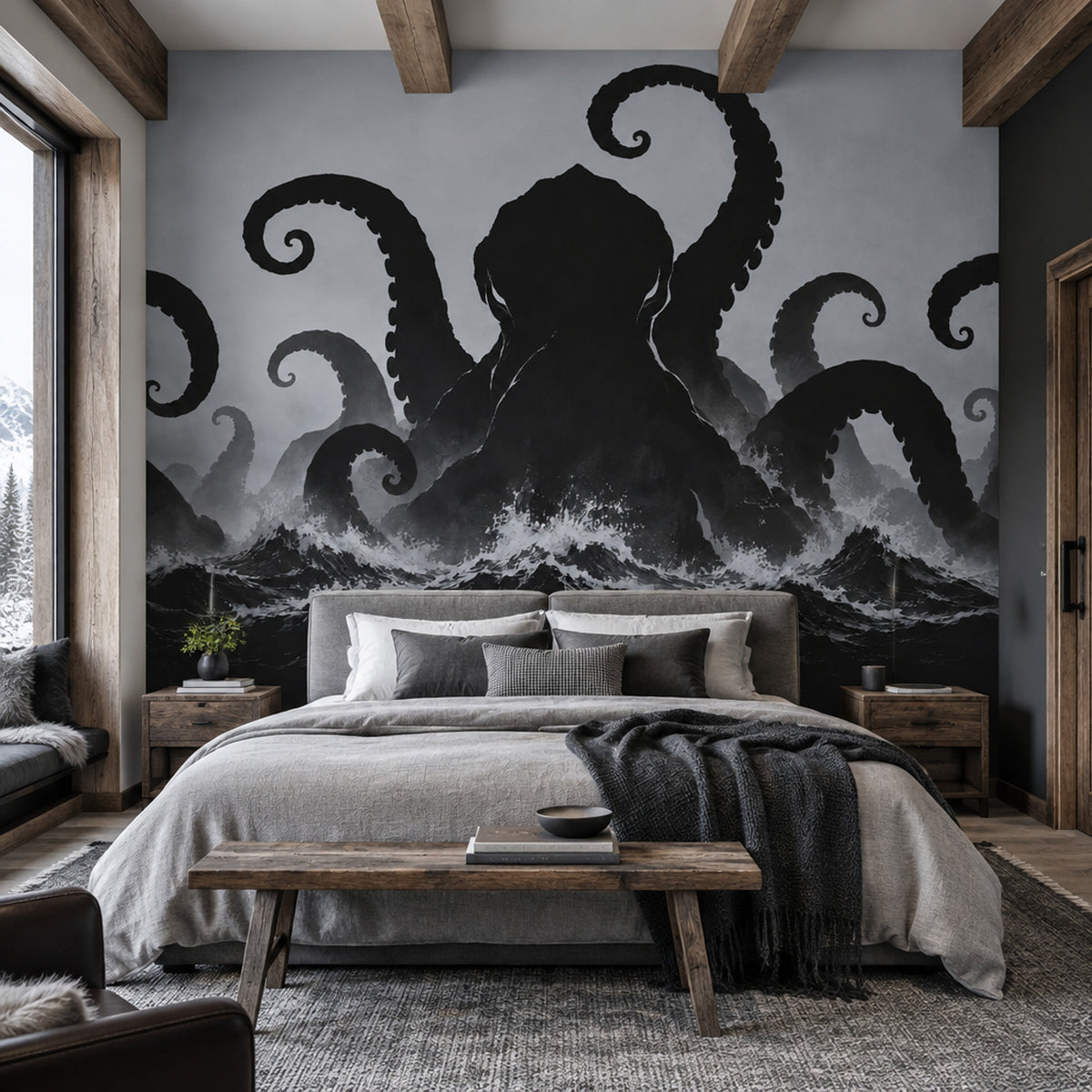 Kraken Tentacles Wallpaper Stormy Sea Wall Mural