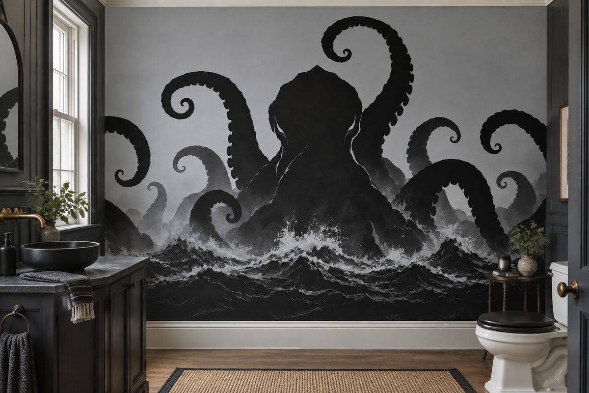 Kraken Tentacles Wallpaper Stormy Sea Wall Mural
