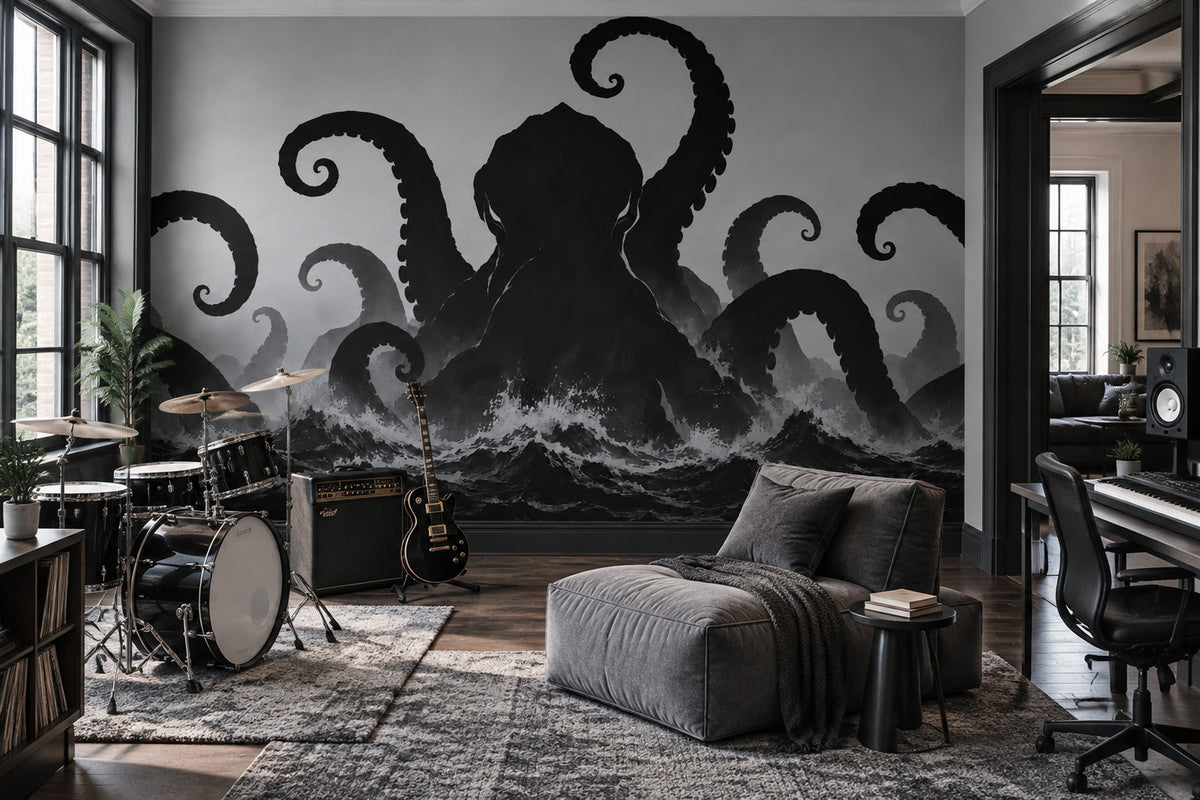Kraken Tentacles Wallpaper Stormy Sea Wall Mural