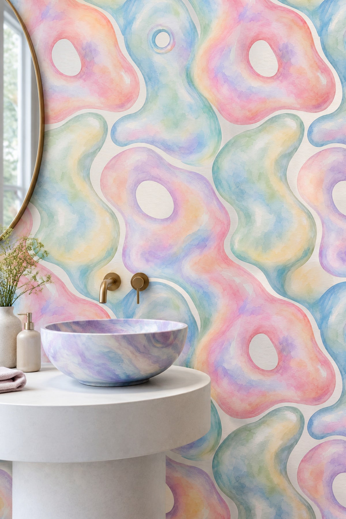 Abstract Shapes Wallpaper Pastel Watercolor Texture