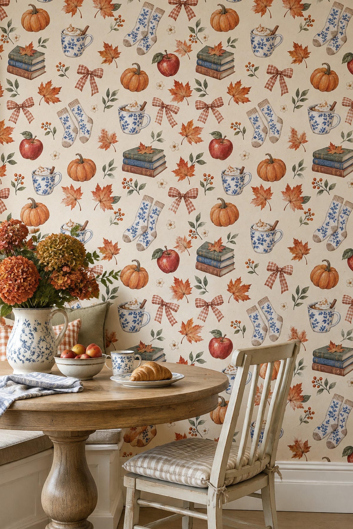 Autumn Harvest Wallpaper Cozy Watercolor Pattern