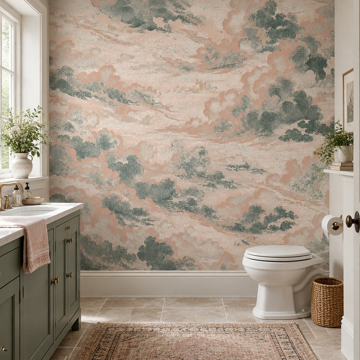 Pastel Cloudscape Wallpaper Textured Sky Wall Mural