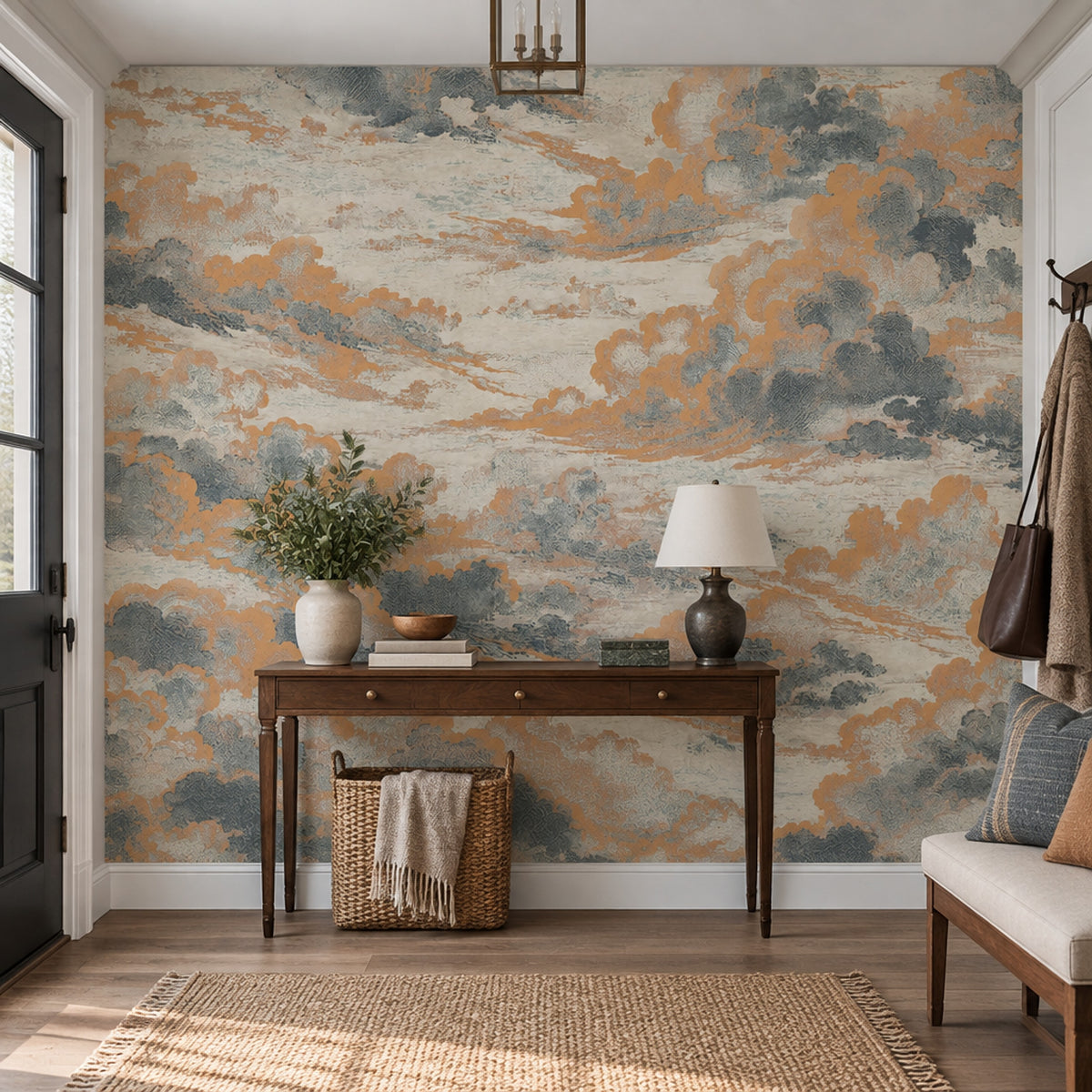Copper Cloudscape Wallpaper Vintage Sky Wall Mural