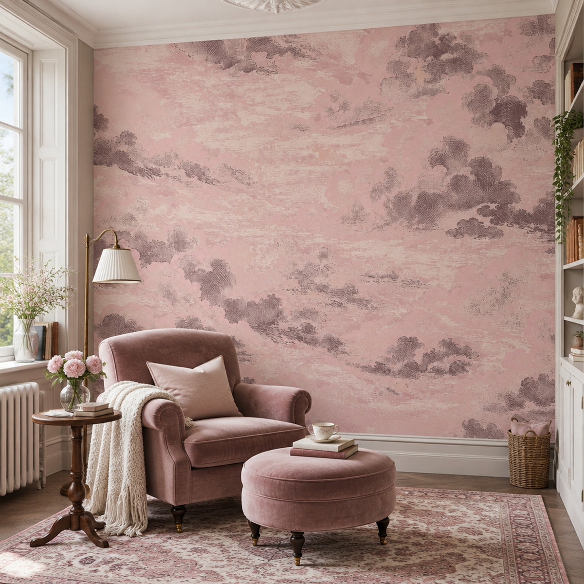 Pink Cloudscape Wallpaper Distressed Sky Wall Mural