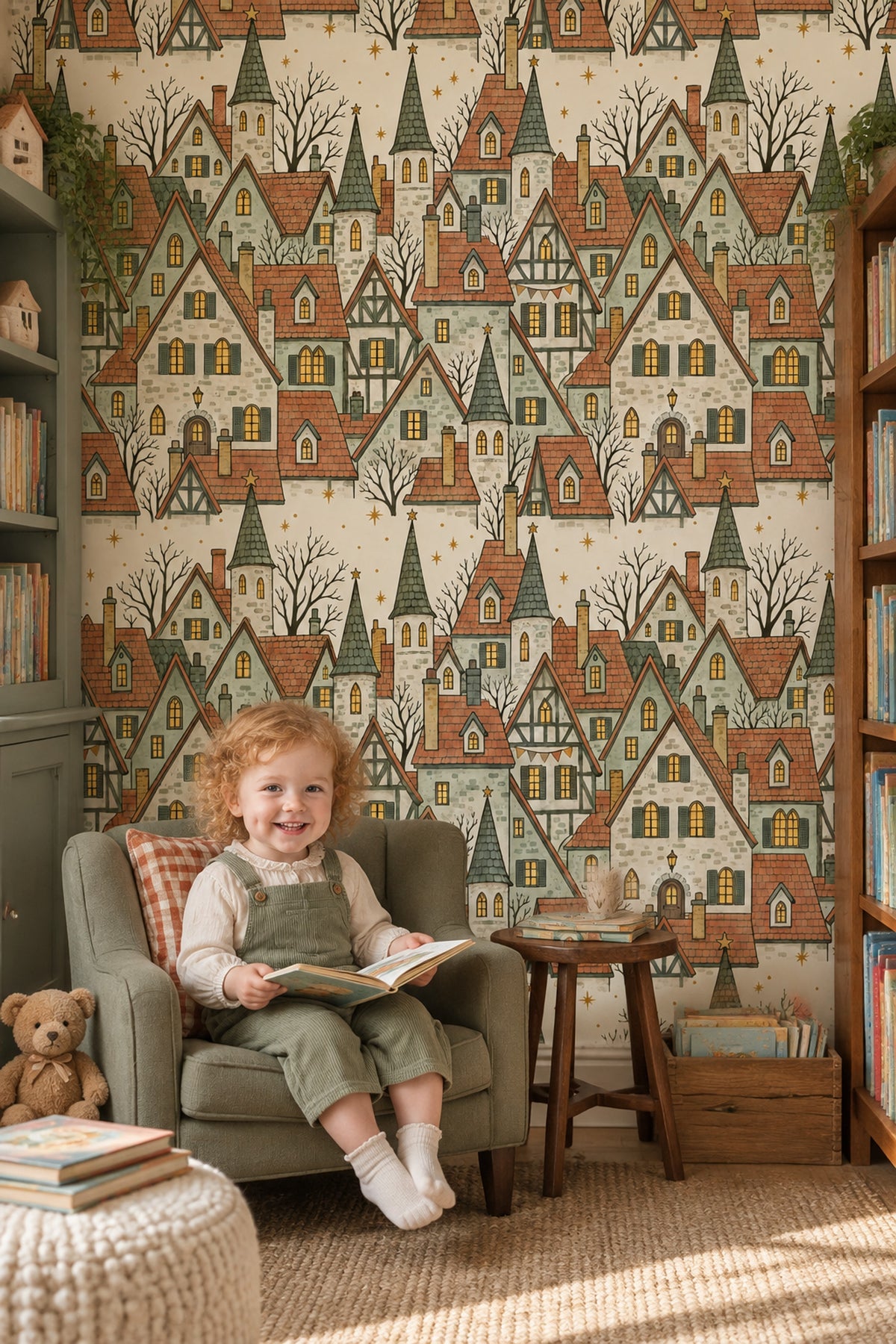 Old Town Houses Wallpaper Vintage Storybook Village