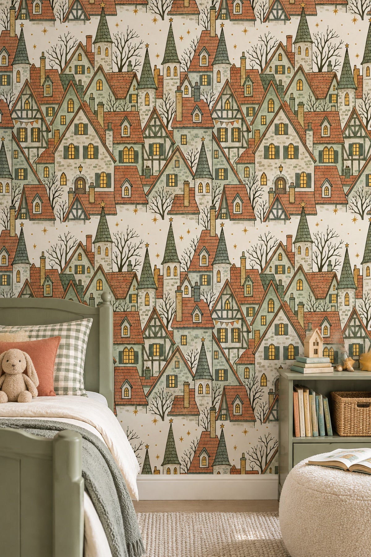 Old Town Houses Wallpaper Vintage Storybook Village