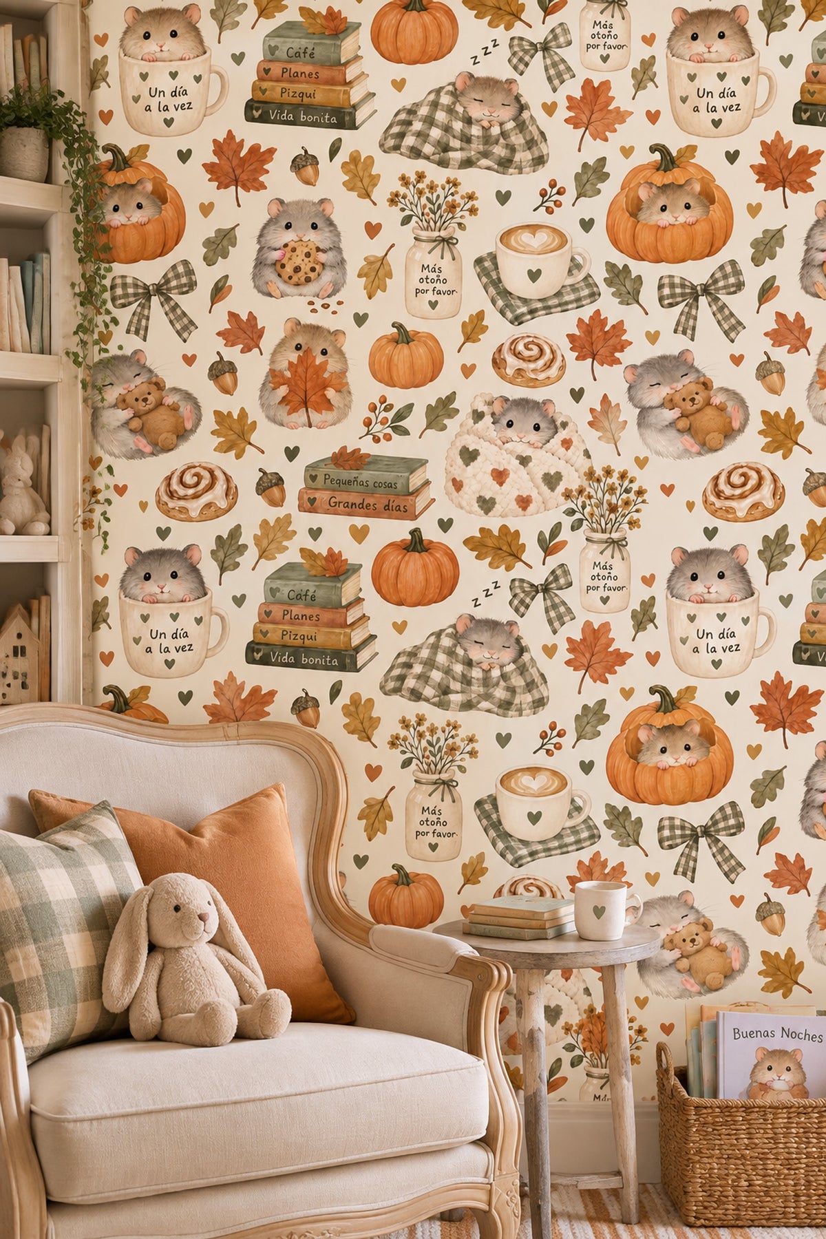 Hamsters Wallpaper Cozy Autumn Watercolor On Ivory Background