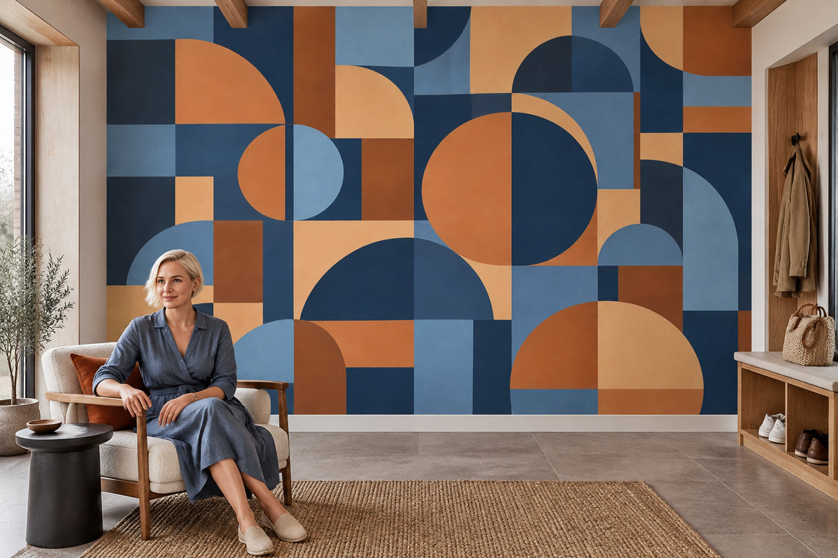Abstract Geometric Arches Wallpaper Mid Century Modern Wall Mural