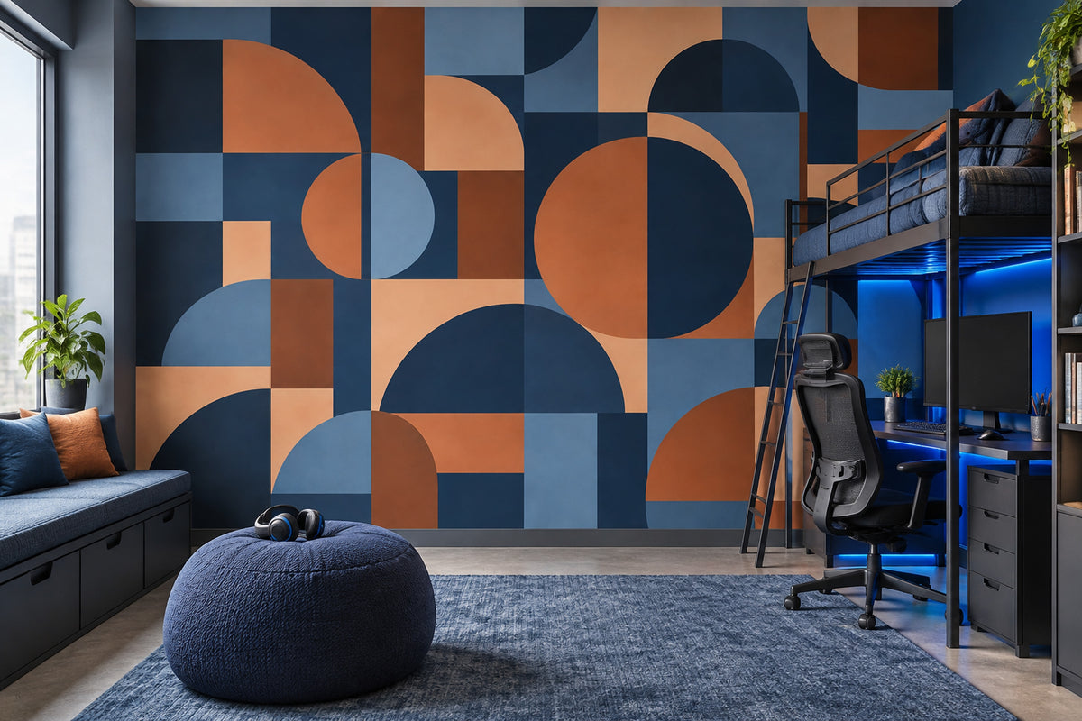 Abstract Geometric Arches Wallpaper Mid Century Modern Wall Mural