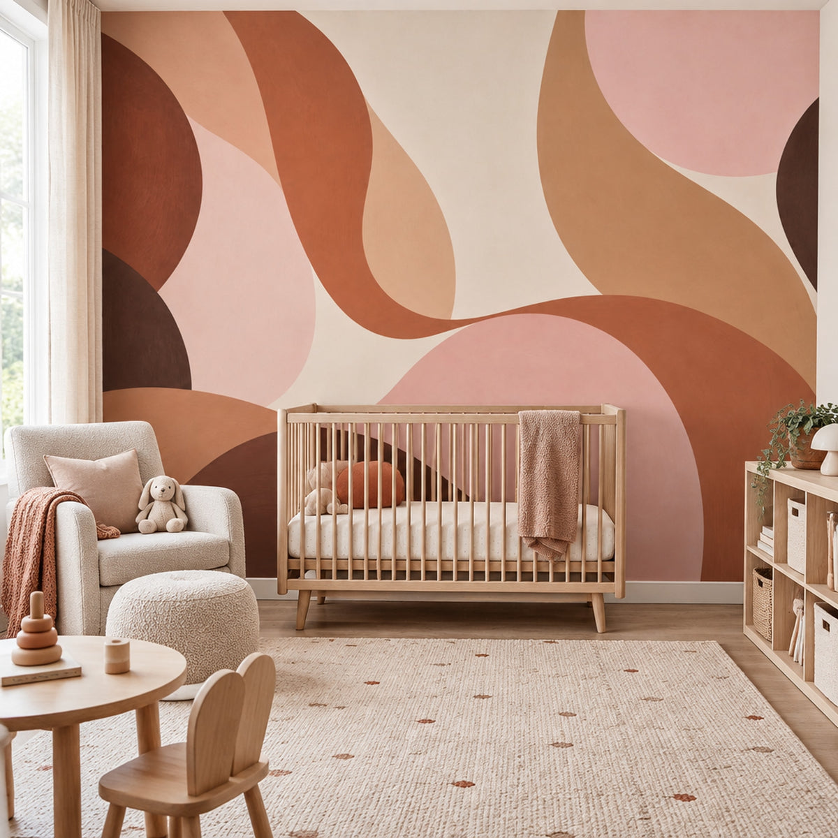 Organic Shapes Wallpaper Terracotta Earth Tones Wall Mural