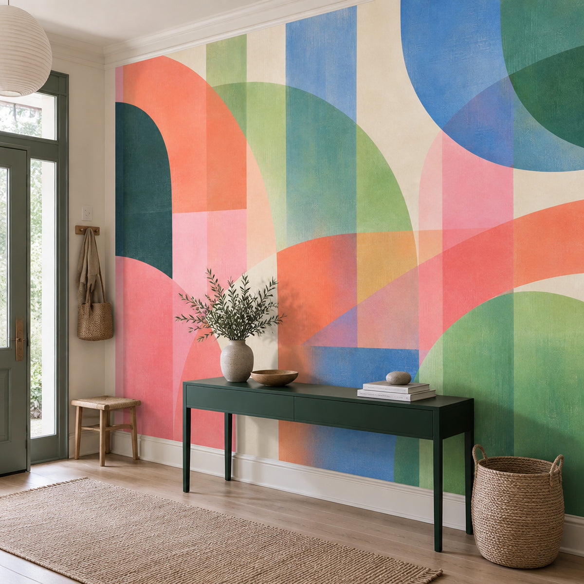 Overlapping Arches Wallpaper Mid Century Modern Wall Mural
