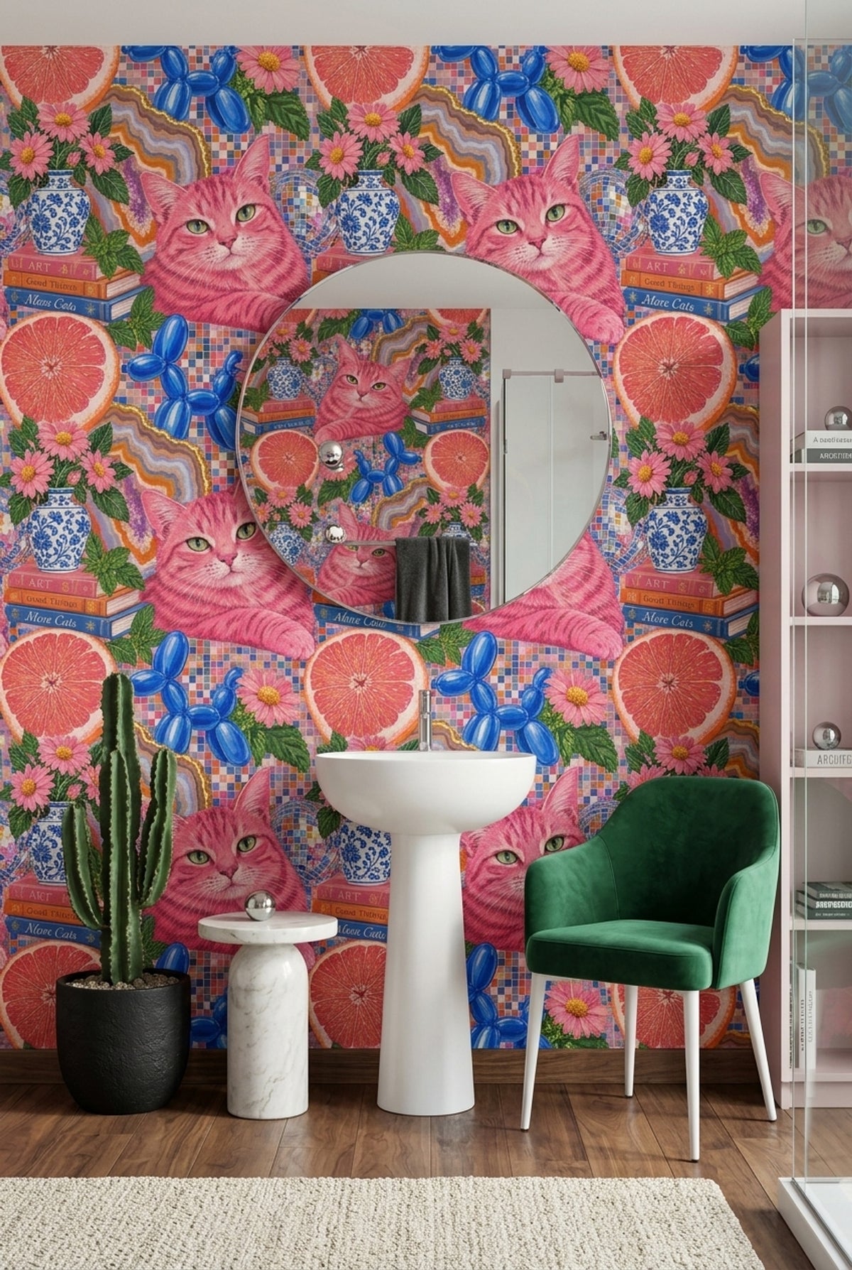 Cat And Balloon Dog Wallpaper Maximalist Pop Art Collage