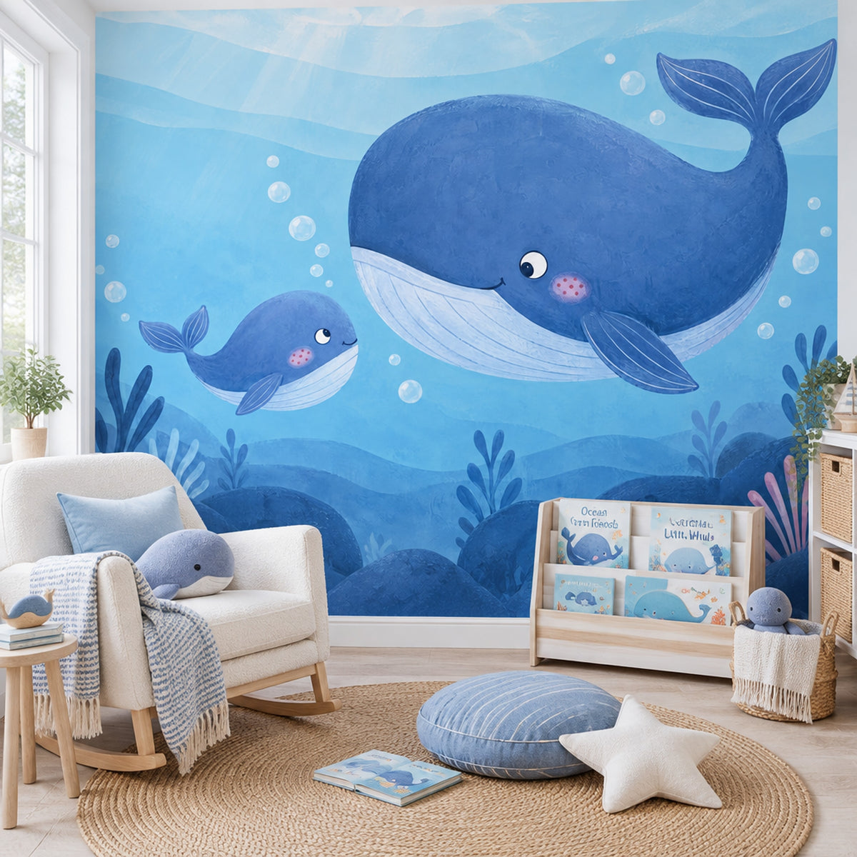 Watercolor Whale Wallpaper Underwater Nursery Wall Mural