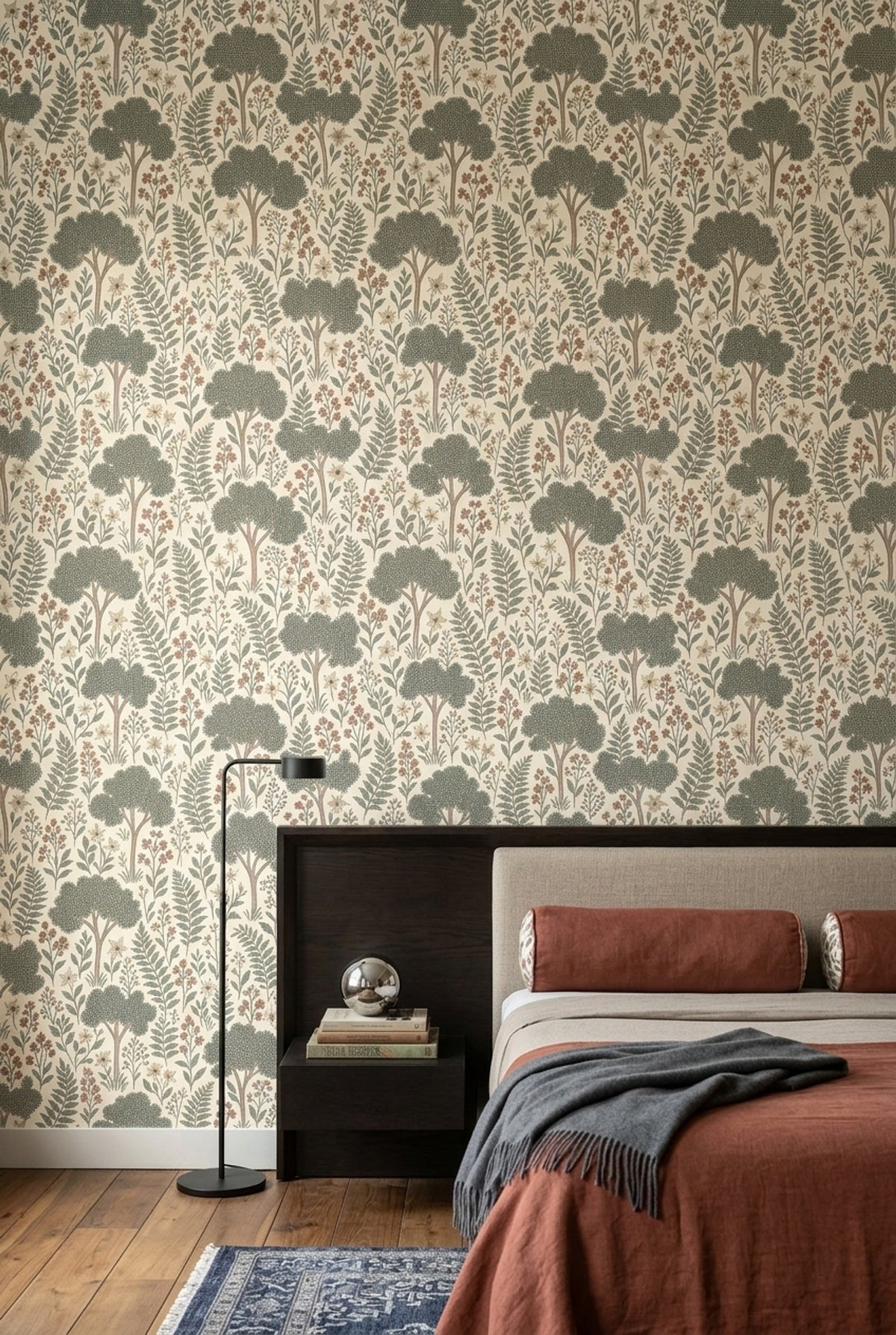 Botanical Trees Wallpaper Sage Green Pattern