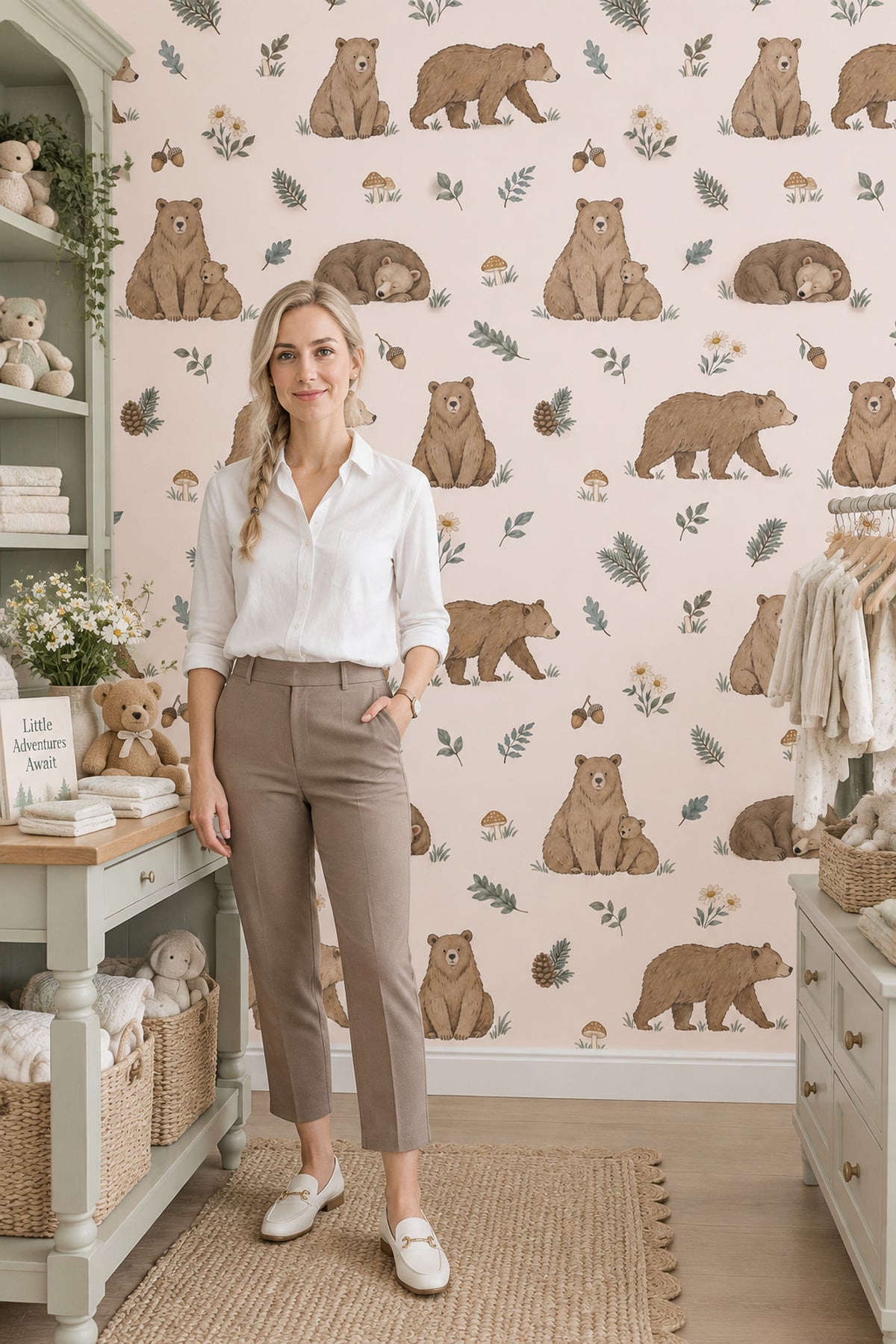 Watercolor Bears Wallpaper Woodland Nursery Pattern