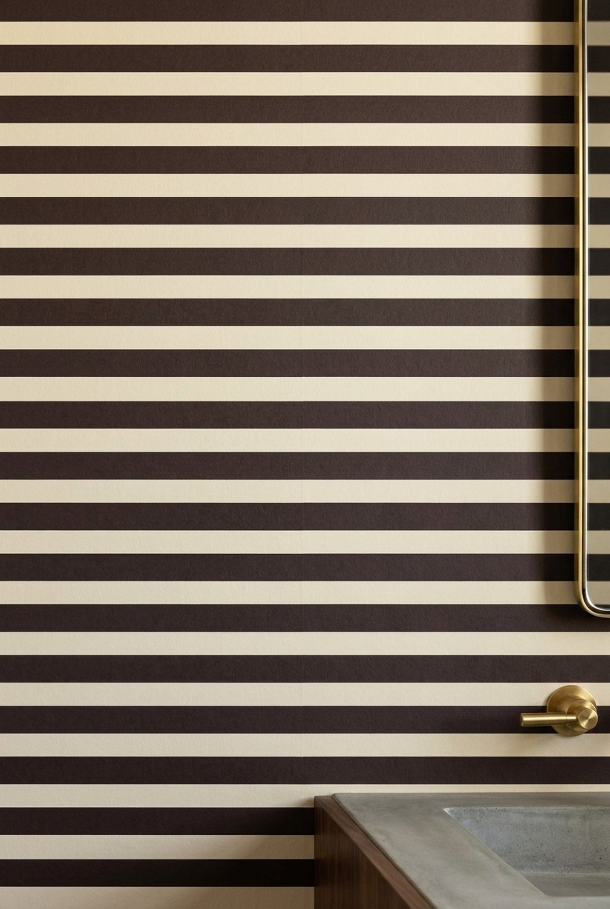 Horizontal Stripes Wallpaper Dark Brown Beige Cream Bands