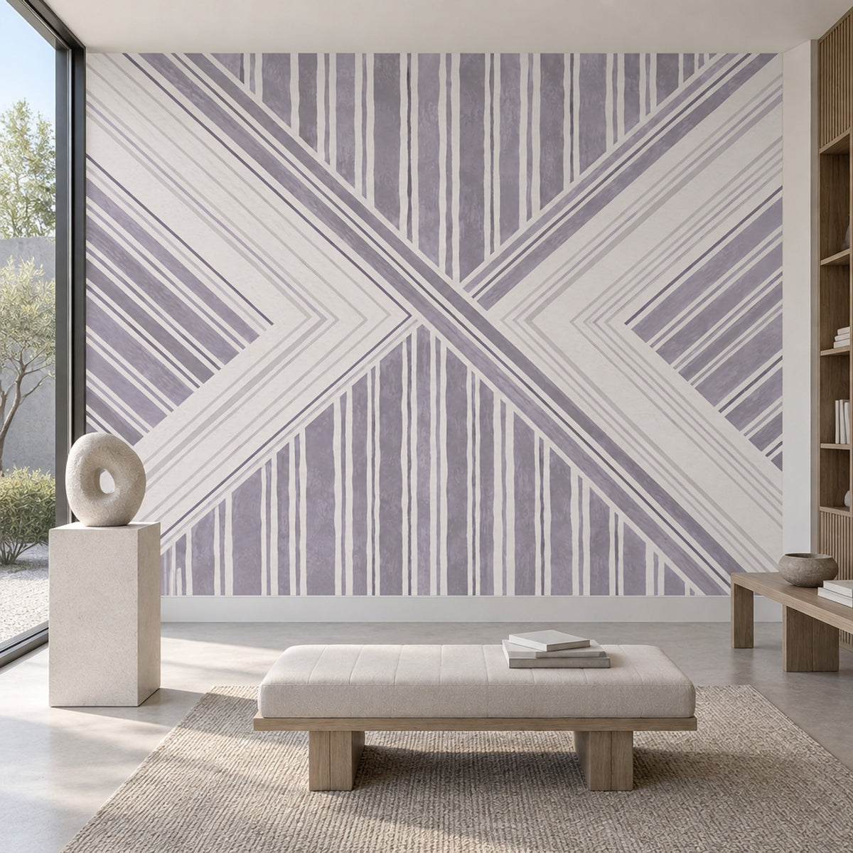 Lavender Chevron Stripes Wallpaper Modern Linear Wall Mural