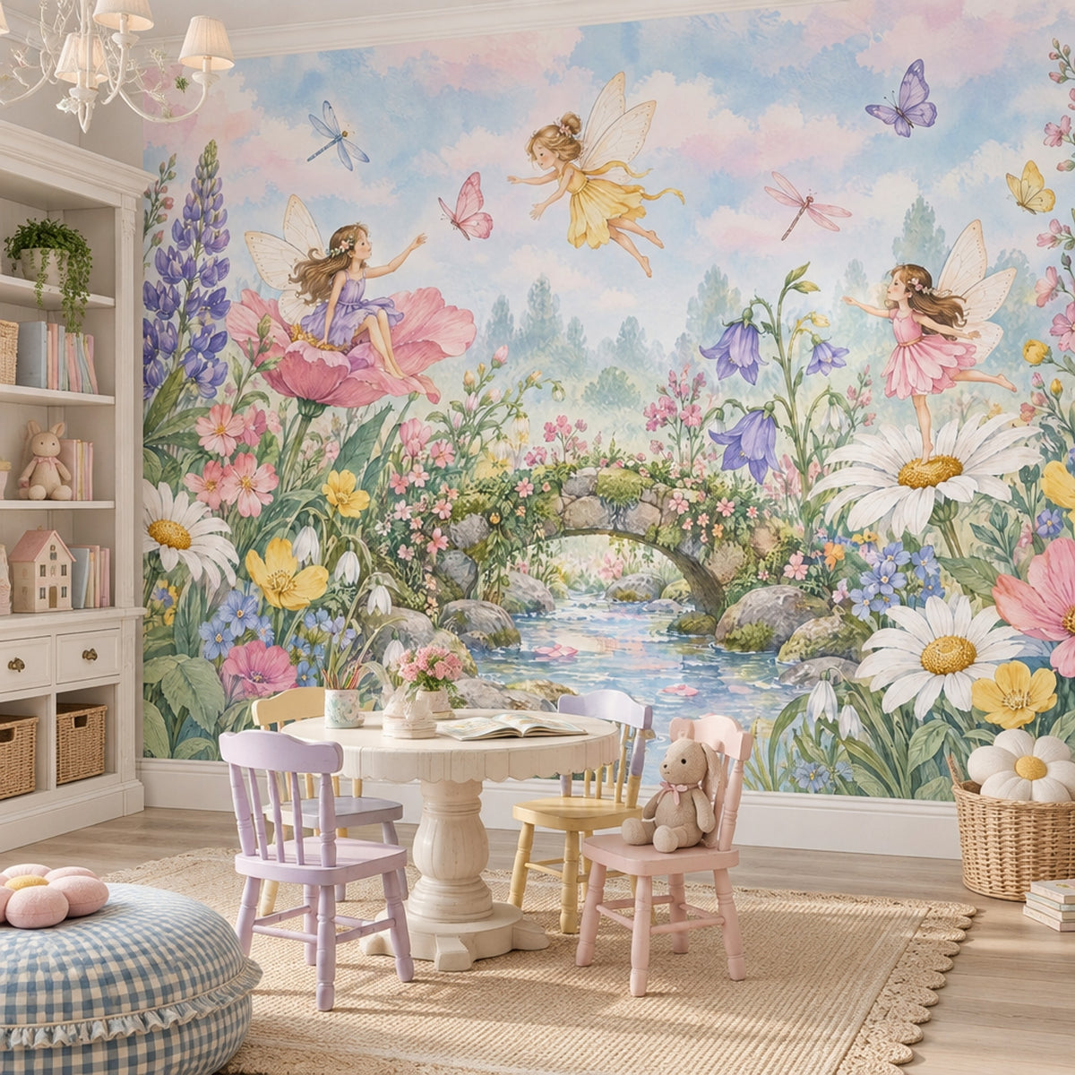 Fairy Garden Wallpaper Watercolor Storybook Wall Mural