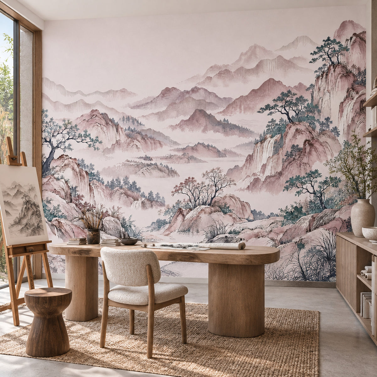 Misty Mountains Wallpaper East Asian Landscape Wall Mural