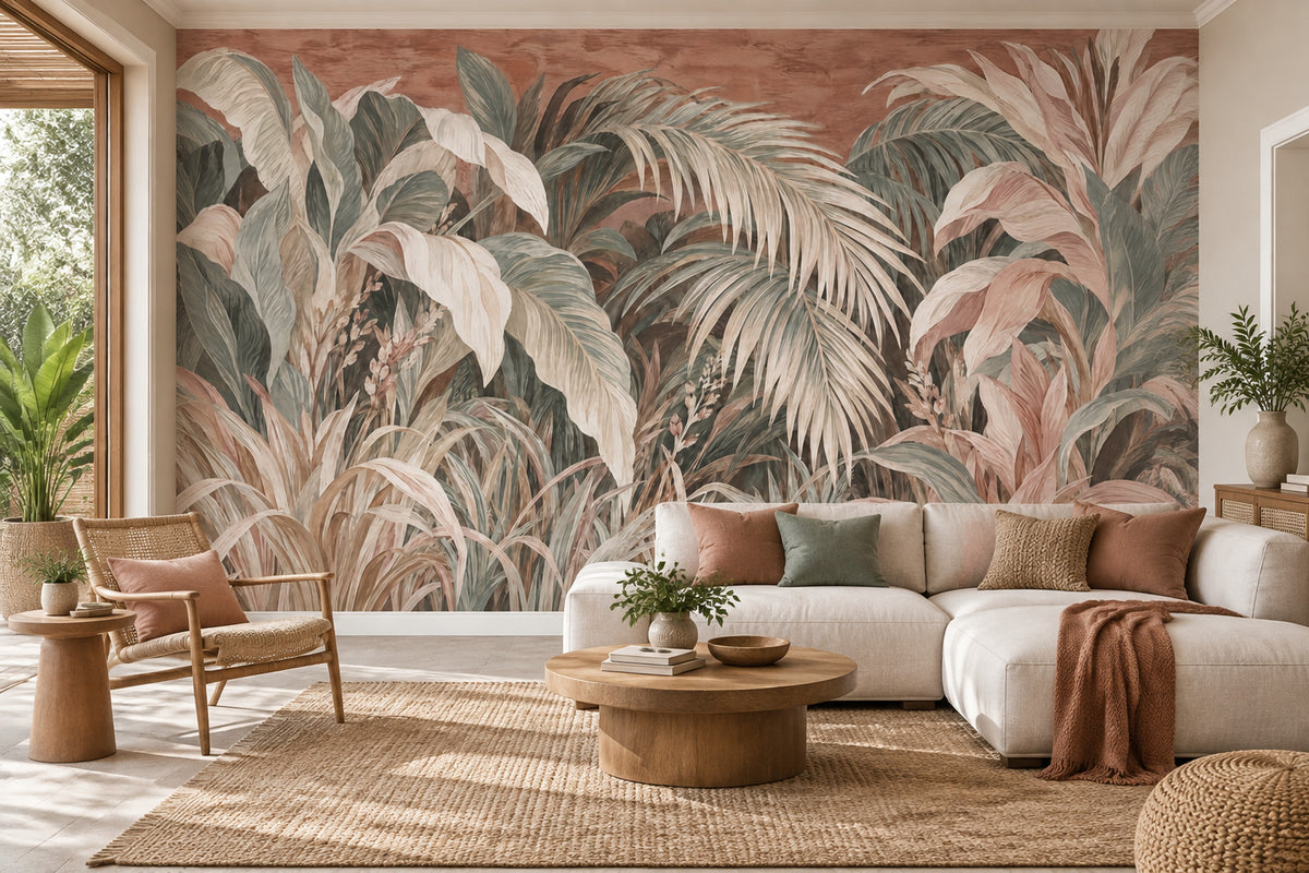 Tropical Palm Leaves Wallpaper Vintage Wall Mural