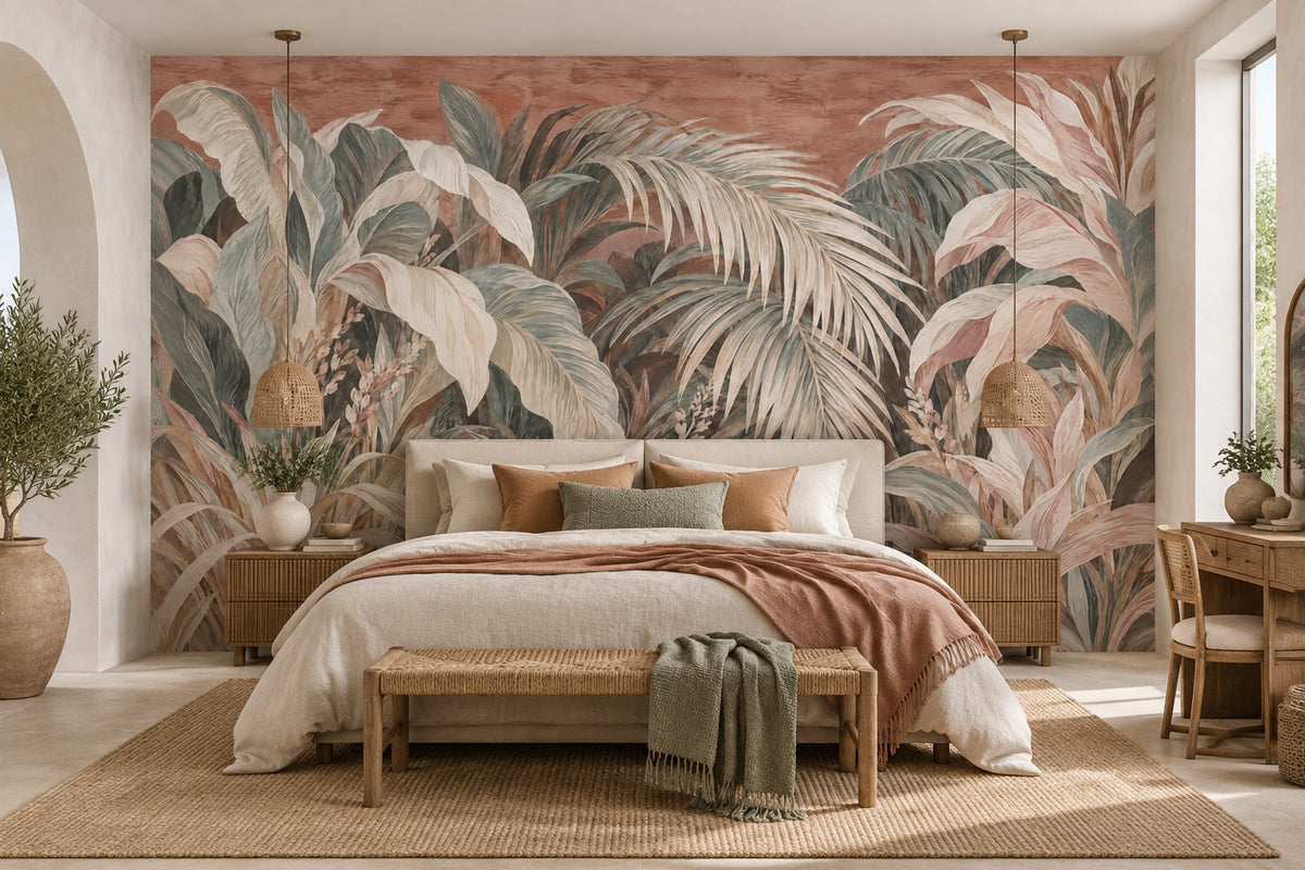 Tropical Palm Leaves Wallpaper Vintage Wall Mural