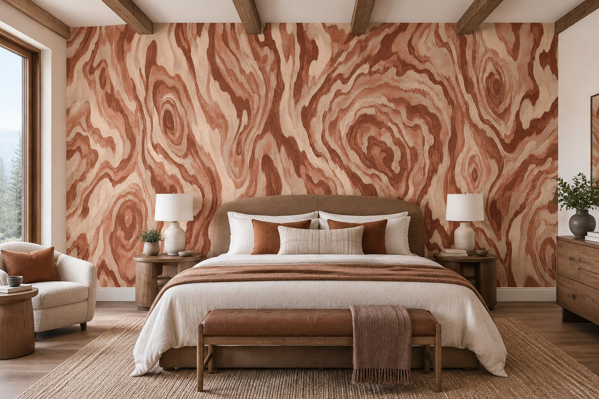 Swirling Wood Grain Wallpaper Rustic Organic Wall Mural