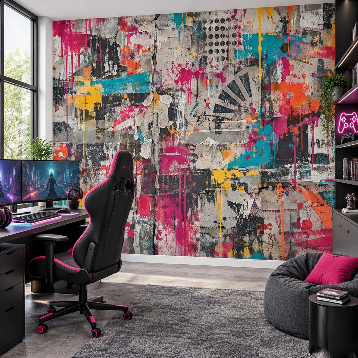 Graffiti Collage Concrete Wallpaper Urban Abstract Wall Mural