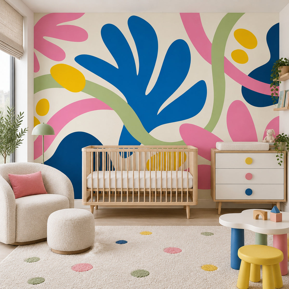 Abstract Botanical Shapes Wallpaper Colorful Organic Wall Mural