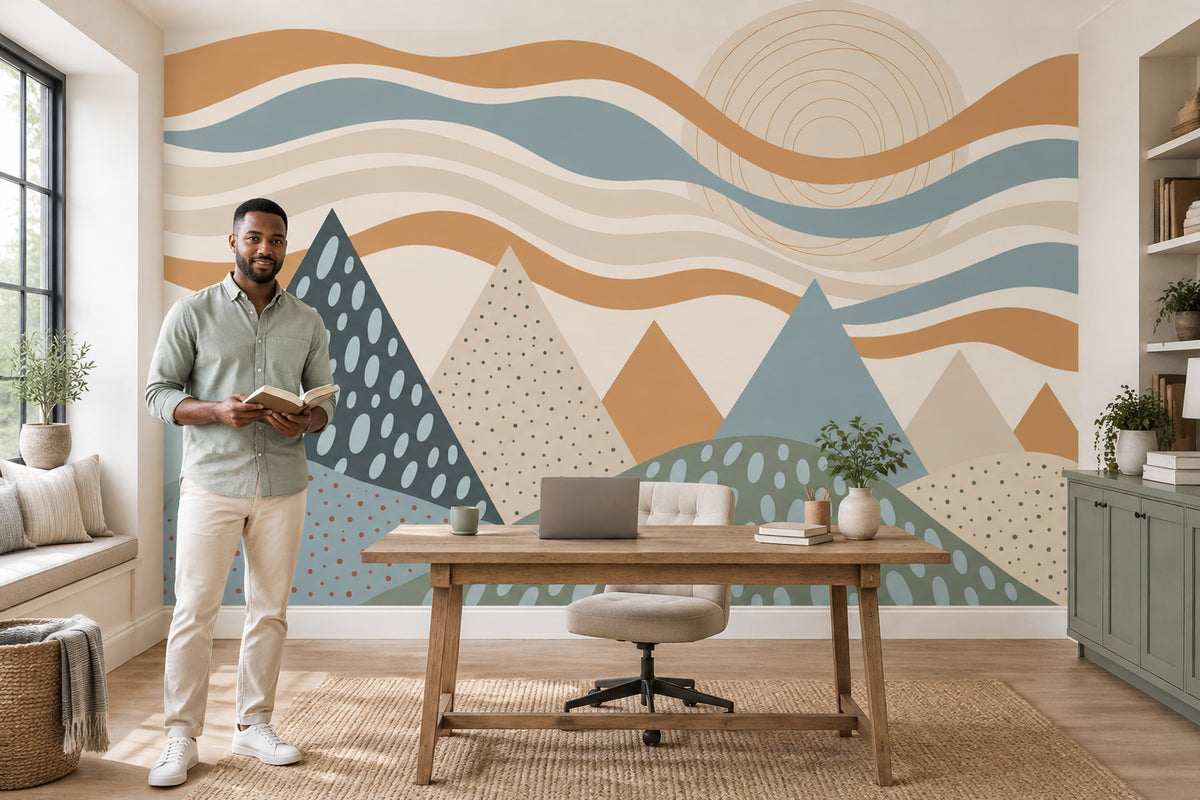 Geometric Mountains Wallpaper Abstract Landscape Wall Mural