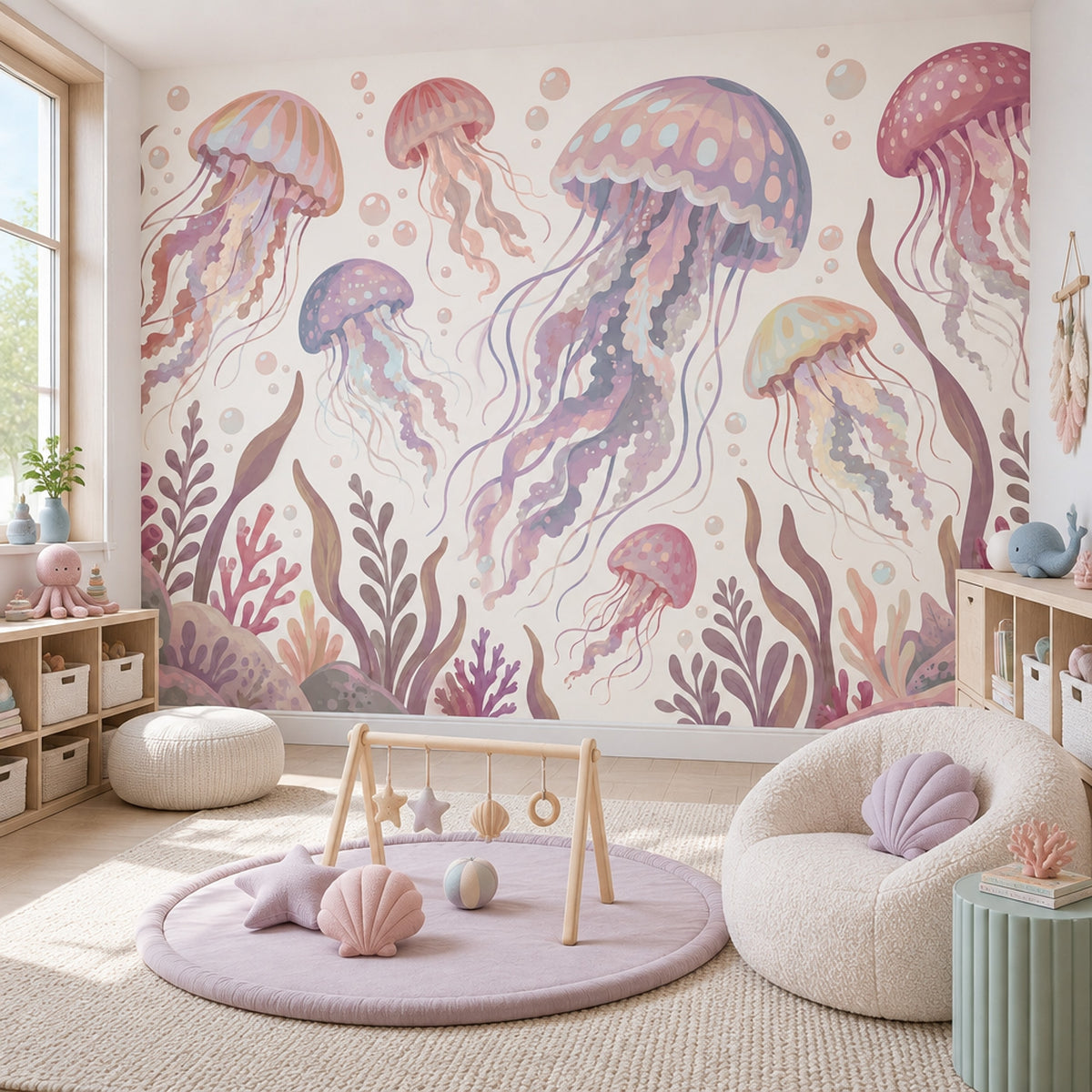 Pastel Jellyfish Wallpaper Underwater Ocean Wall Mural