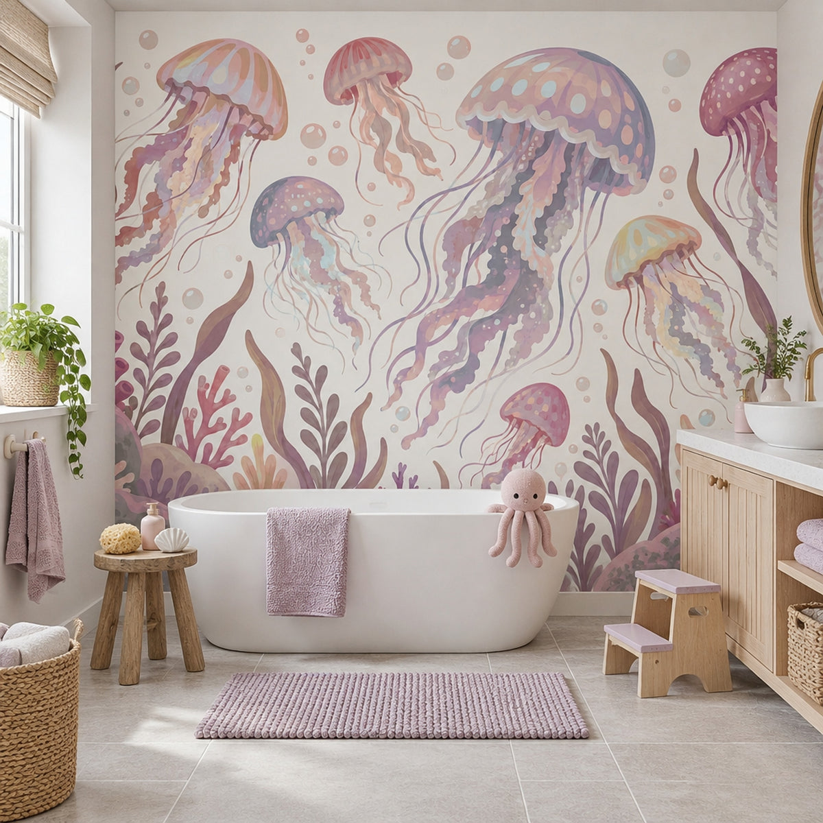 Pastel Jellyfish Wallpaper Underwater Ocean Wall Mural