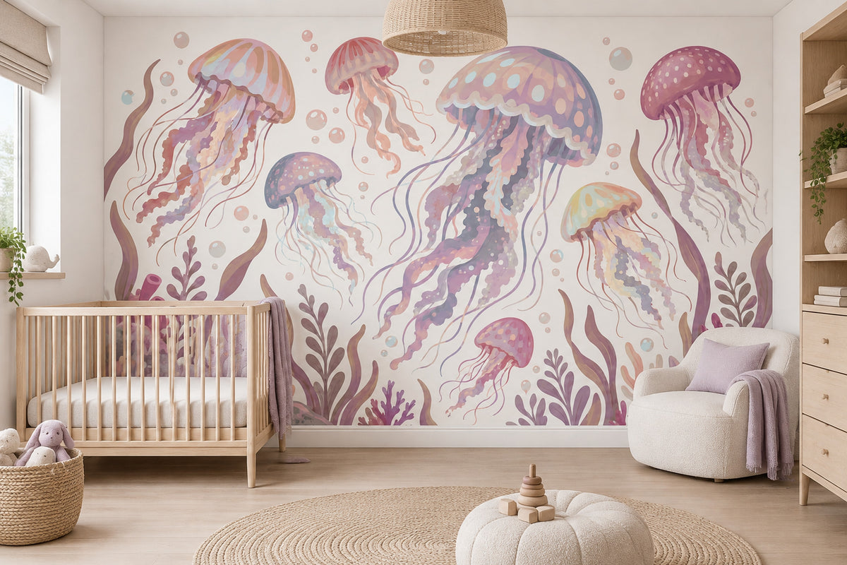 Pastel Jellyfish Wallpaper Underwater Ocean Wall Mural