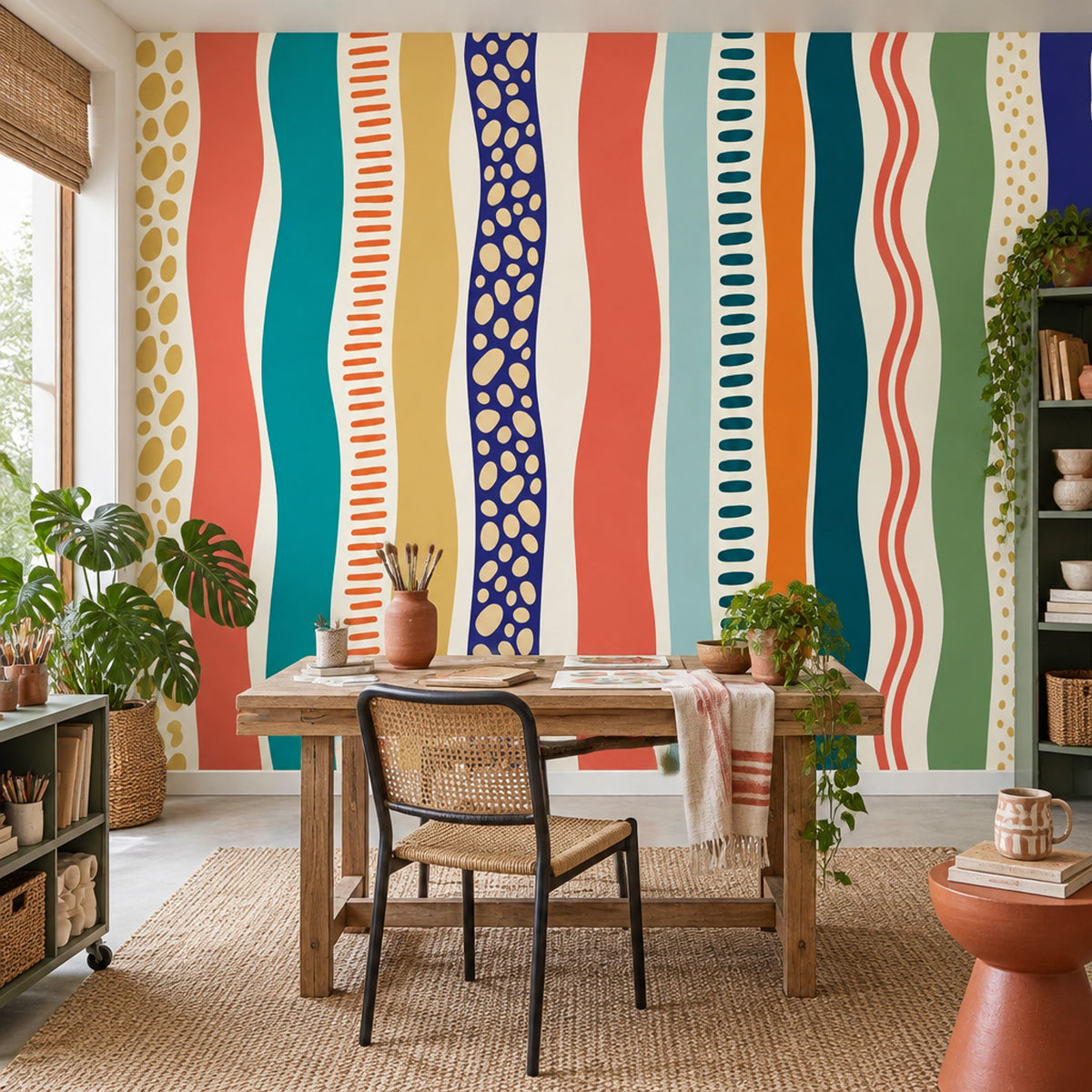 Colorful Abstract Stripes Wallpaper Modern Graphic Wall Mural