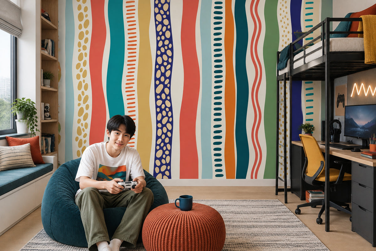 Colorful Abstract Stripes Wallpaper Modern Graphic Wall Mural