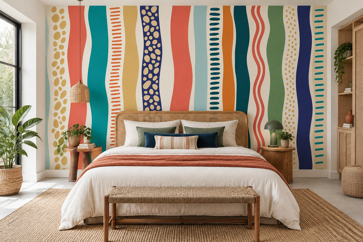 Colorful Abstract Stripes Wallpaper Modern Graphic Wall Mural