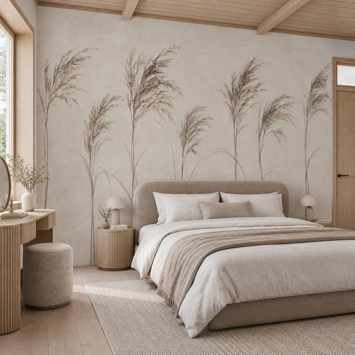 Pampas Grass Botanical Wallpaper Neutral Arches Wall Mural