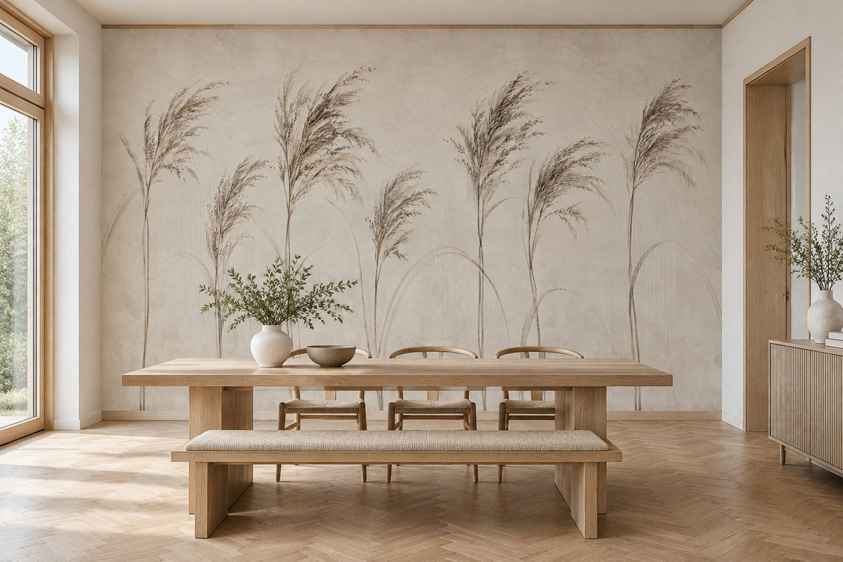 Pampas Grass Botanical Wallpaper Neutral Arches Wall Mural