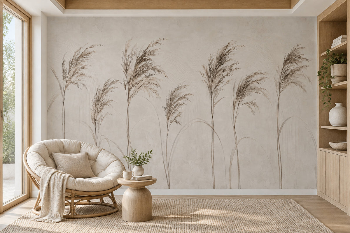 Pampas Grass Botanical Wallpaper Neutral Arches Wall Mural
