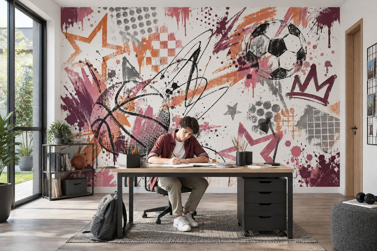 Graffiti Sports Balls Wallpaper Street Art Wall Mural