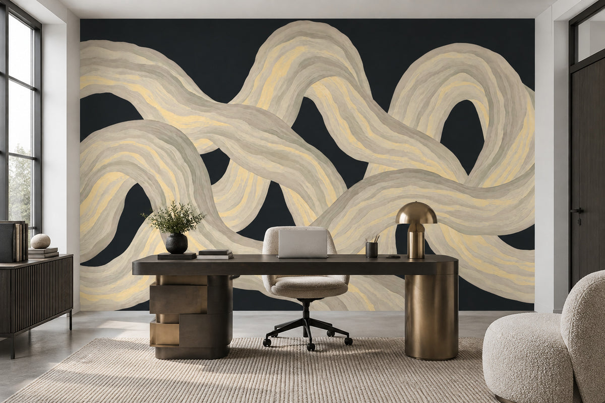 Interlacing Ribbons Wallpaper Dark Background Wall Mural