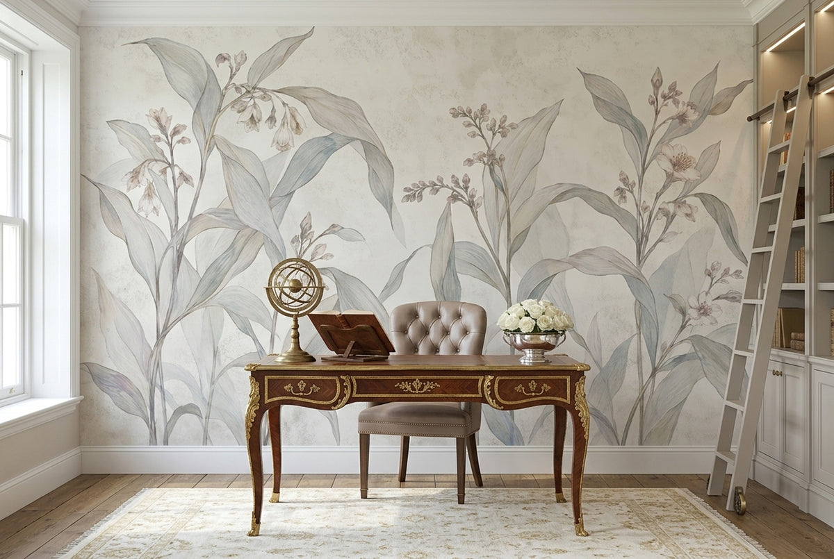 Delicate Botanical Stems Wallpaper Watercolor Floral Wall Mural