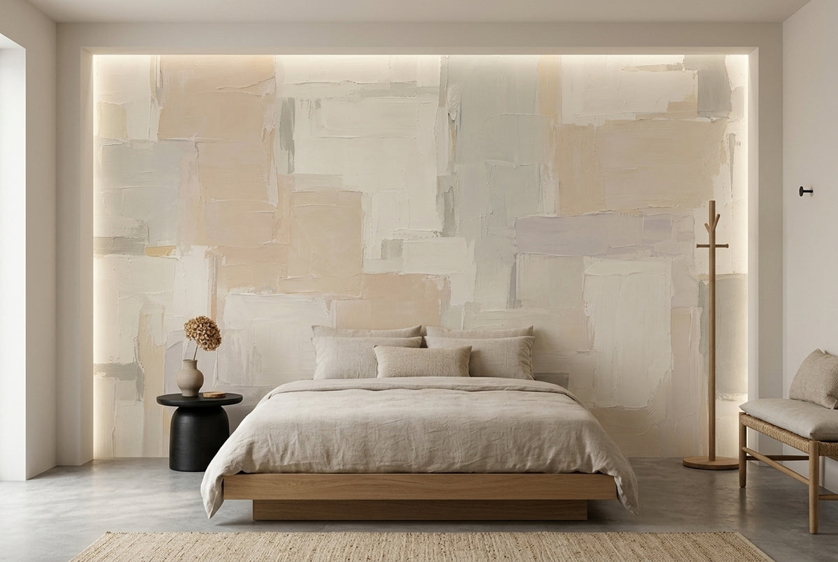 Layered Neutral Blocks Wallpaper Textured Geometric Wall Mural