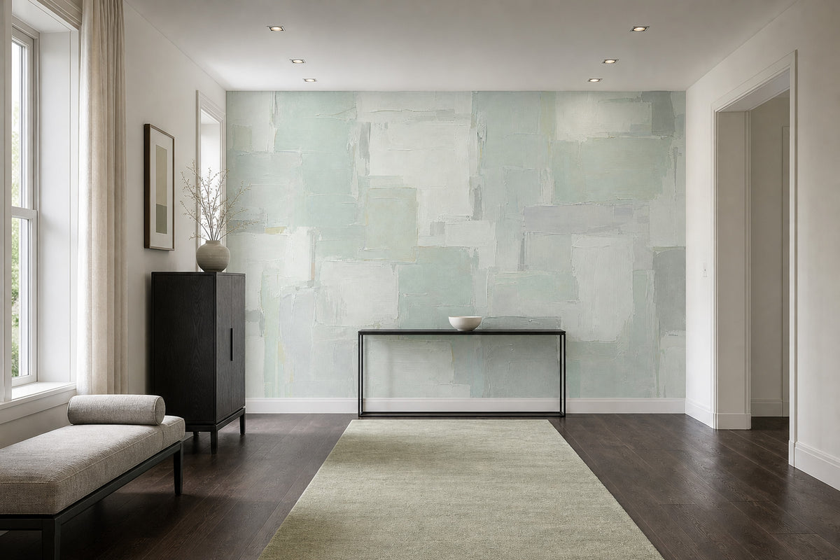 Mint Geometric Blocks Wallpaper Painted Texture Wall Mural
