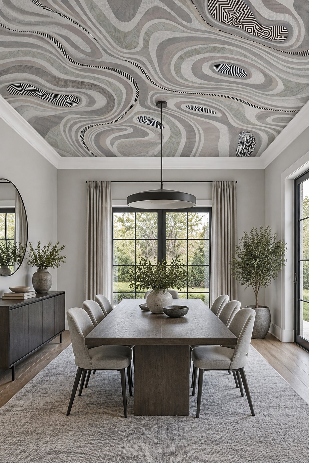 Layered Contour Lines Wallpaper Gray Textured Wall Mural