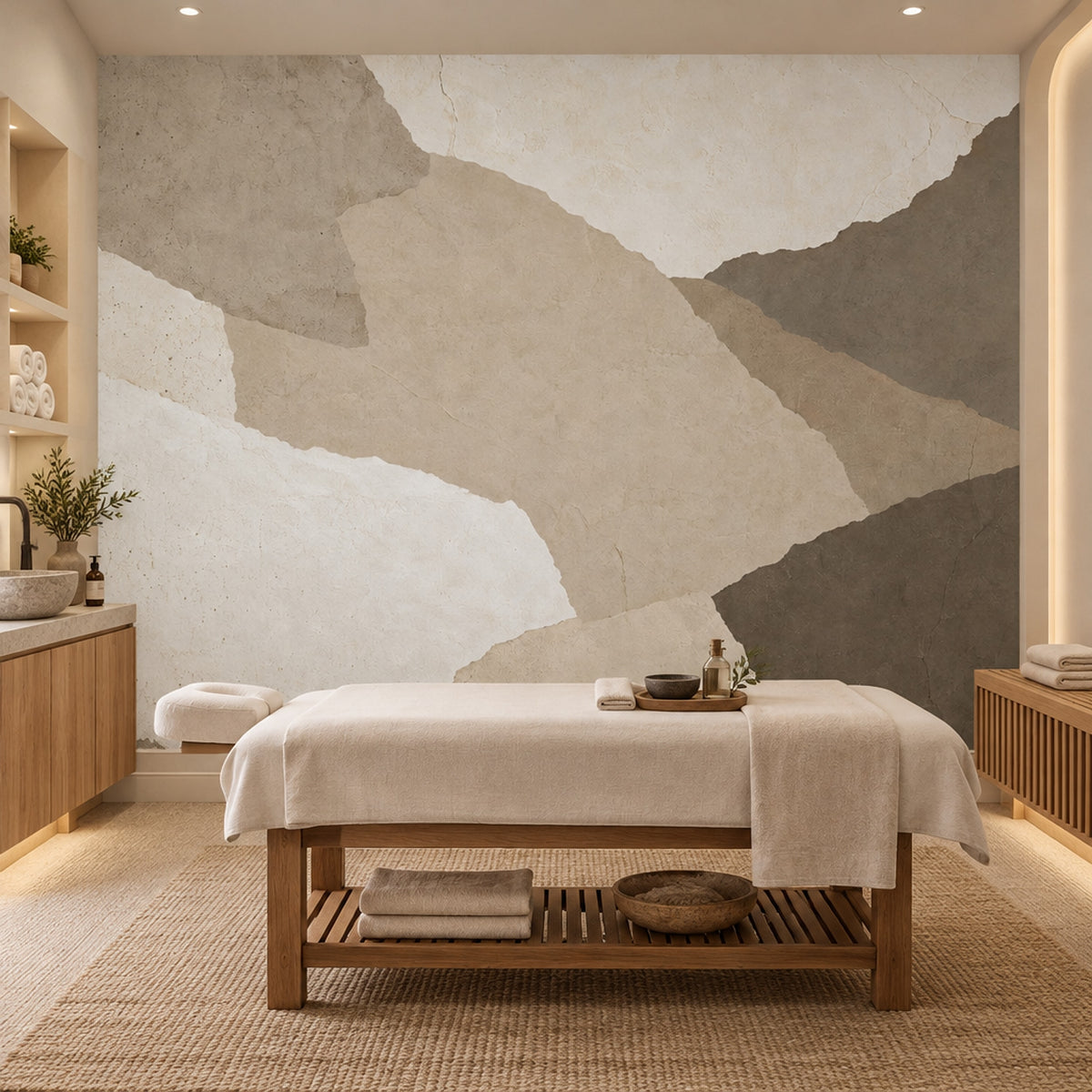 Layered Torn Paper Texture Wallpaper Neutral Beige Wall Mural