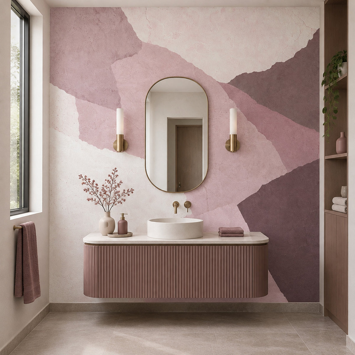 Layered Pink Paper Collage Wallpaper Textured Abstract Wall Mural