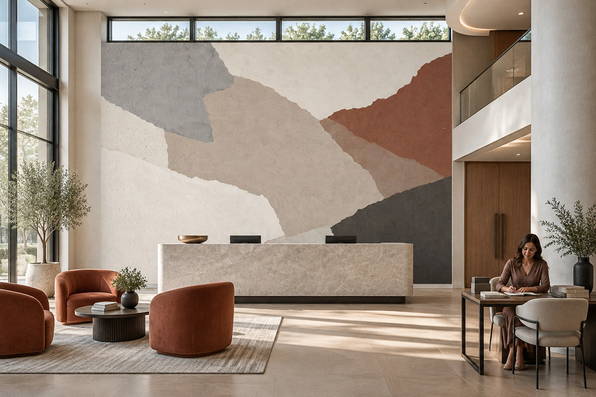 Layered Paper Texture Shapes Wallpaper Modern Neutral Wall Mural